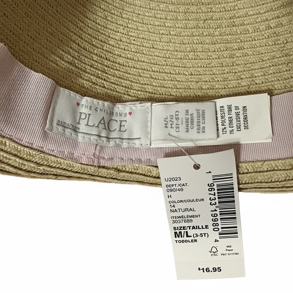 The Children's Place Toddler Girl Cat Straw Sun Hat - Size M/L (3-5T) NWT - Picture 4 of 9